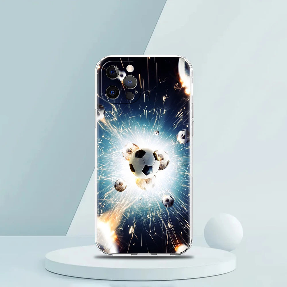 Football Sport Soccer Phone Case for iPhone 16 15 14 13 12 Pro Max Transparent Soft for iPhone 11 Pro Max 7 8 Plus XS XR Shell