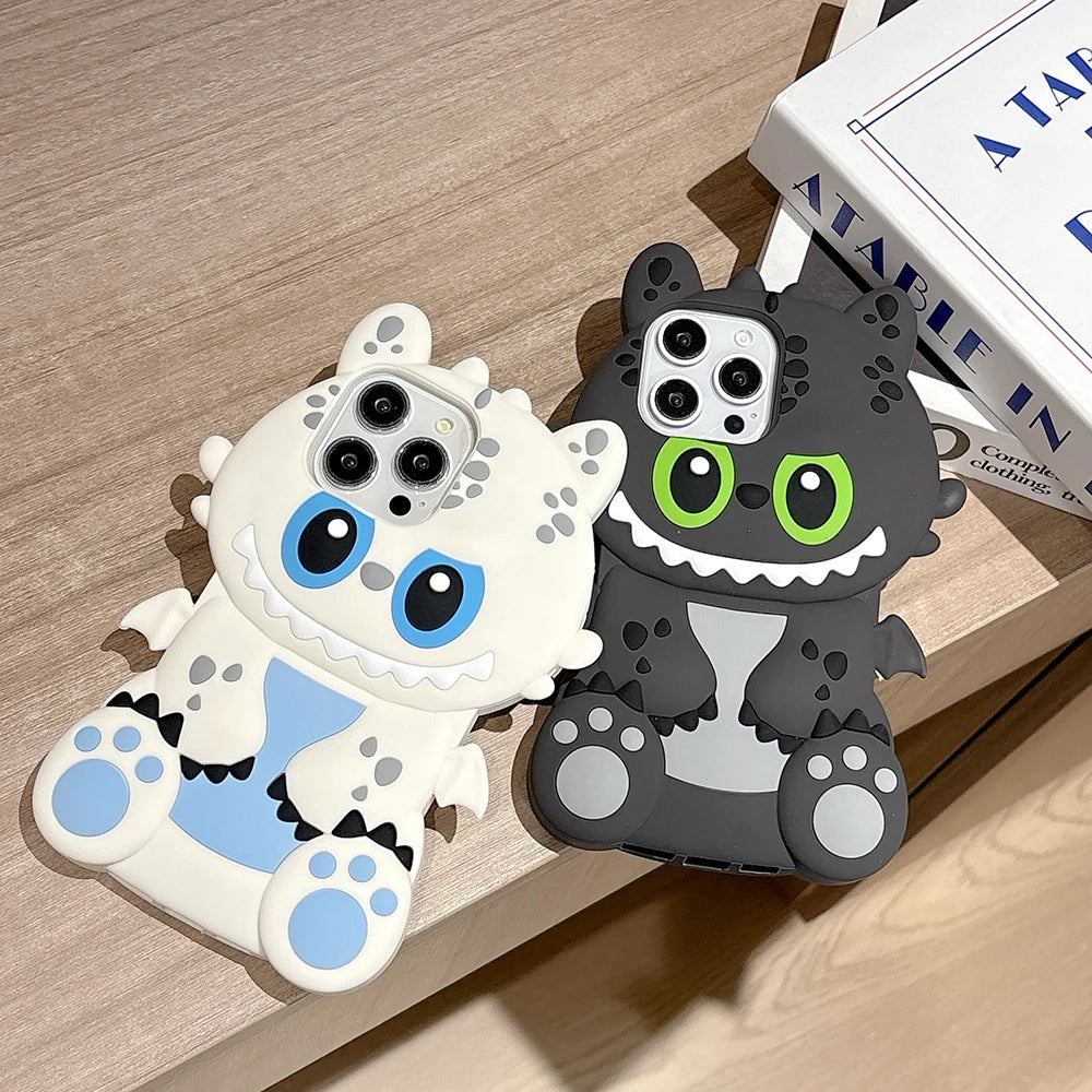 Kawaii 3D Cartoon Monsters Soft Silicone Phone Case Funny Shock Proof Cover For iPhone 16 15 14 Plus 13 12 Pro Max Capas
