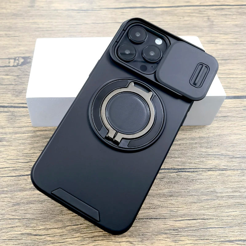 Shockproof Armor Case For iPhone 17 16 15 14 13 12 11 Pro Max 17Pro 16Pro iPhone17 Camera Lens Slide Cap Full Cover Stand Holder