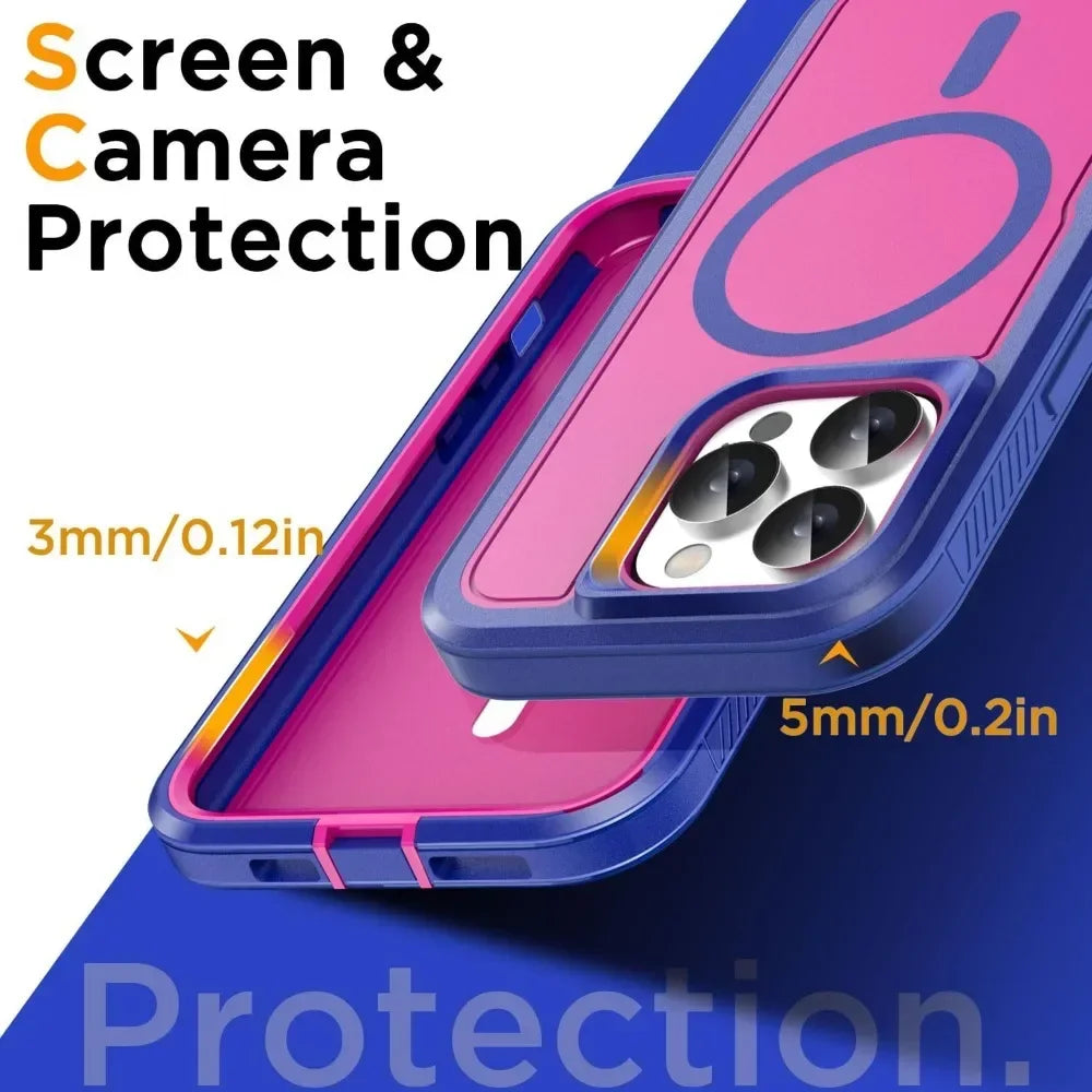 Luxury Ott Magnetic Armor Cases for IPhone 17 16 15 14 Plus 13 12 11 Pro Max Box Shockproof Charging Heavy Duty Protect Cover