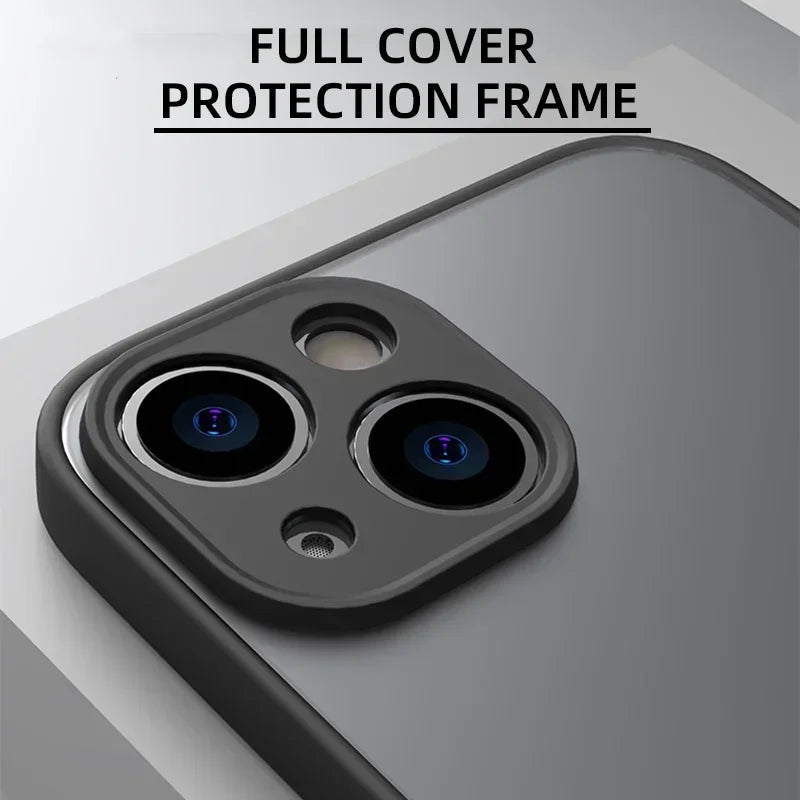 Luxury Shockproof Thin Matte Case For iPhone 16 15 14 Plus 13 12 11 Pro Max Plus Silicone Bumper Clear Hard Cover Capa funda