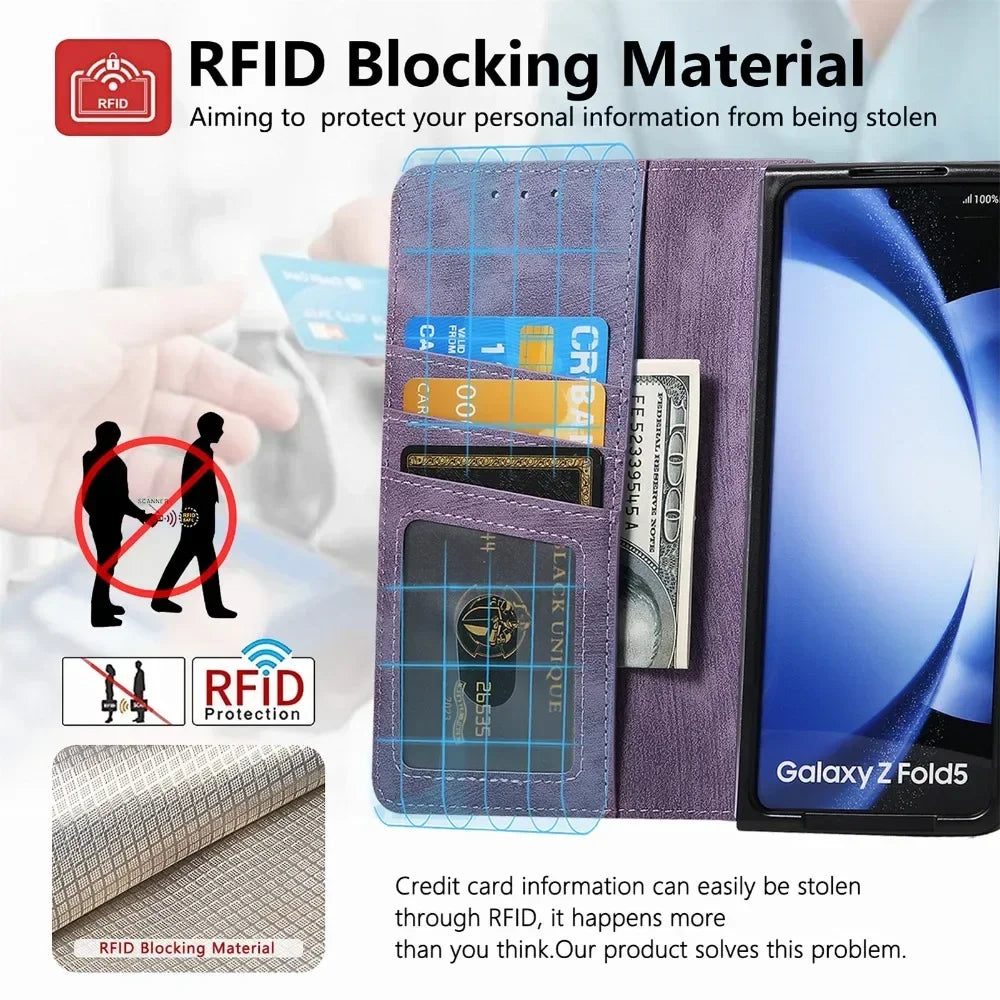 2 in 1 Detachable Zipper Cards Solt Wallet Phone Case for Samsung Galaxy Z Fold 7 6 5 4 3 Fold7 Fold6 Fold5 Fold4 Leather Cover