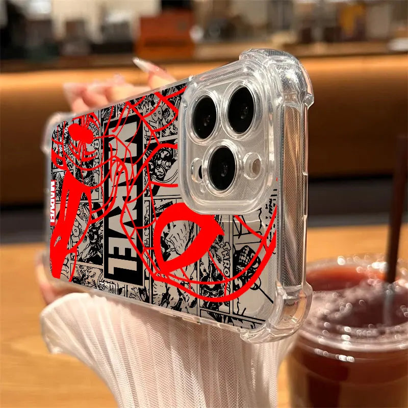 Marvel Spiderman Ironman Avengers Clear Case For iPhone 17 16 15 14 13 12 11 Pro Max 16e 17e Air 13 15 Plus XS X 7 8 Phone Cover
