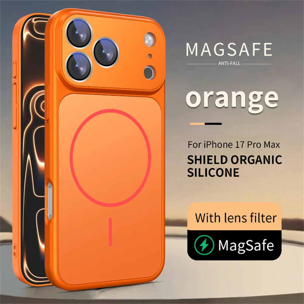 Luxury for Magsafe Magnetic Stand  Shockproof Phone Case for iPhone 17 Pro Max Air 16 Pro 15 14 13 Liquid Silicone Protect Cover