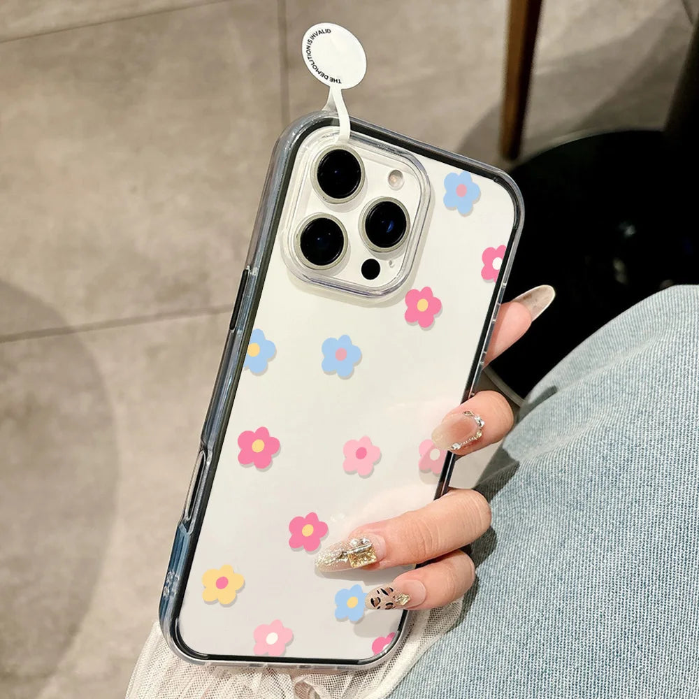 Transparent Flower Phone Case For Samsung S26 Ultra S25 A57 A56 A35 A36 A37 A26 A16 A17 A07 A06 A05 2 IN 1 Shockproof Soft Cover