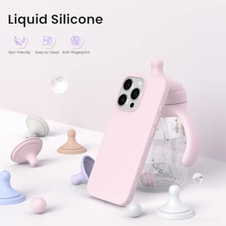 Compatible with iPhone 16 Pro Case 6.3, Slim Liquid Silicone 3 Layers Soft Gel Rubber Shockproof Protective Cover with Anti-Scr