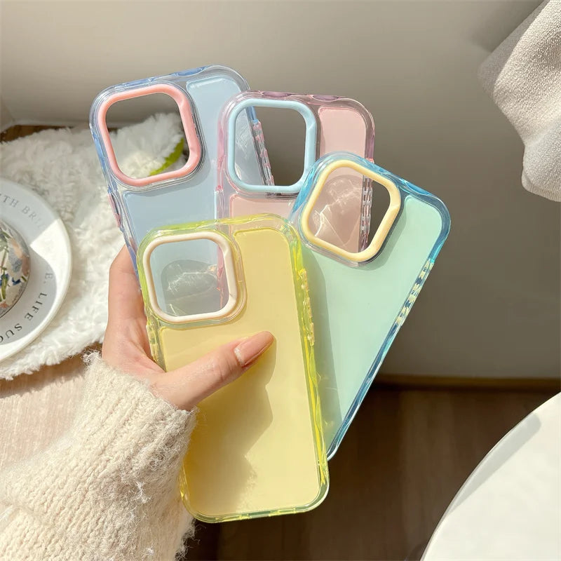 Candy Color Jelly Transparent Shockproof TPU Phone Case For iPhone 17 Air 16 15 13 14 Plus 12 11 Pro Max 16e Soft Back Cover