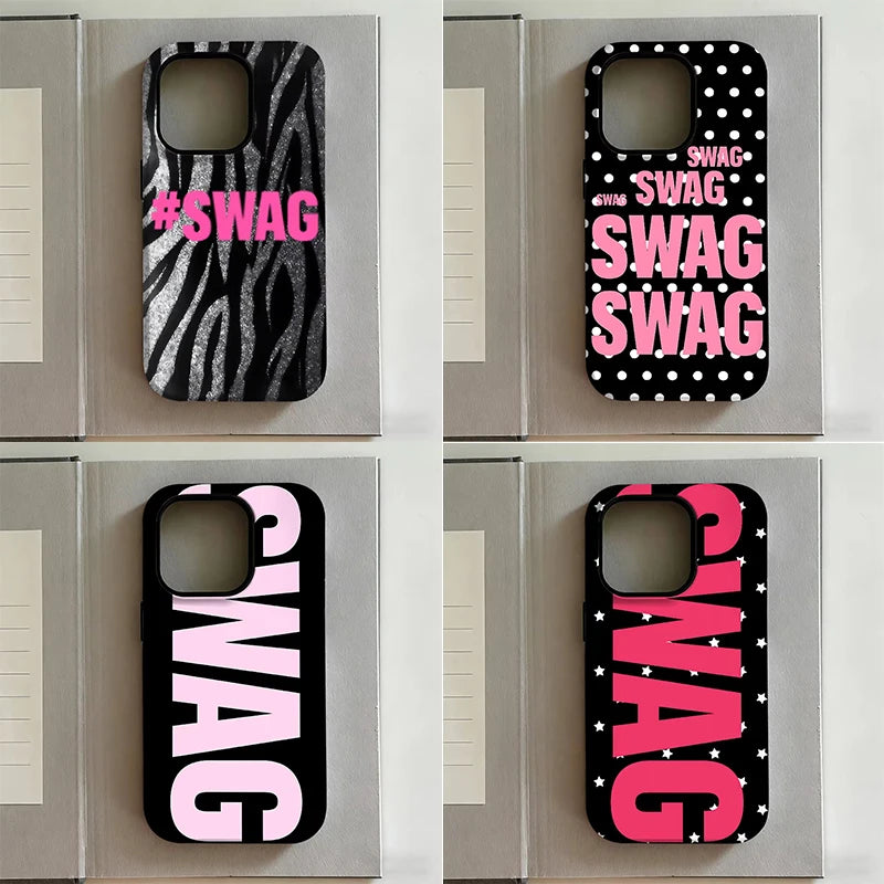 Fashion Y2K Letters "SWAG" Phone Case For iPhone 17 Air 16 Pro Max 15 14 Plus 13 12 Mini 11 Pro Shockproof Silicone Back Cover