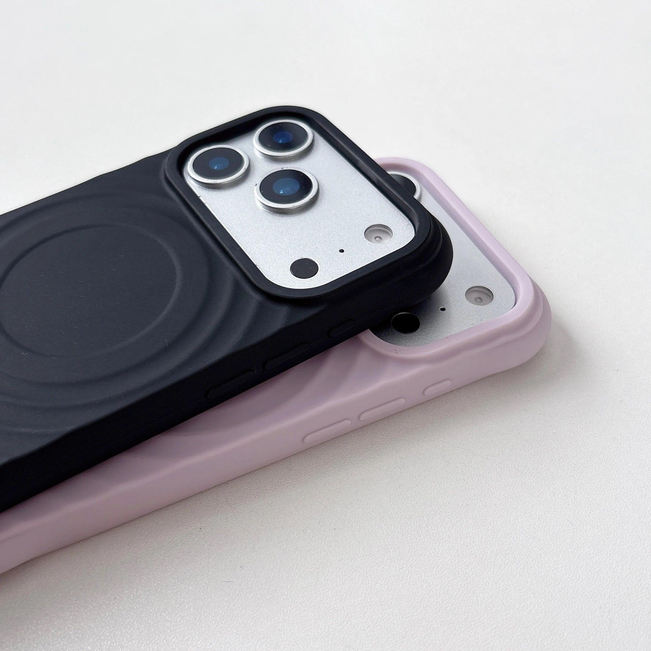 Wave Ripple Pattern Silicone Matte Phone Case For iPhone 17 Air 16 15 14 13 12 11 Pro Max Plus Plain Anti-driop Shockproof Cover
