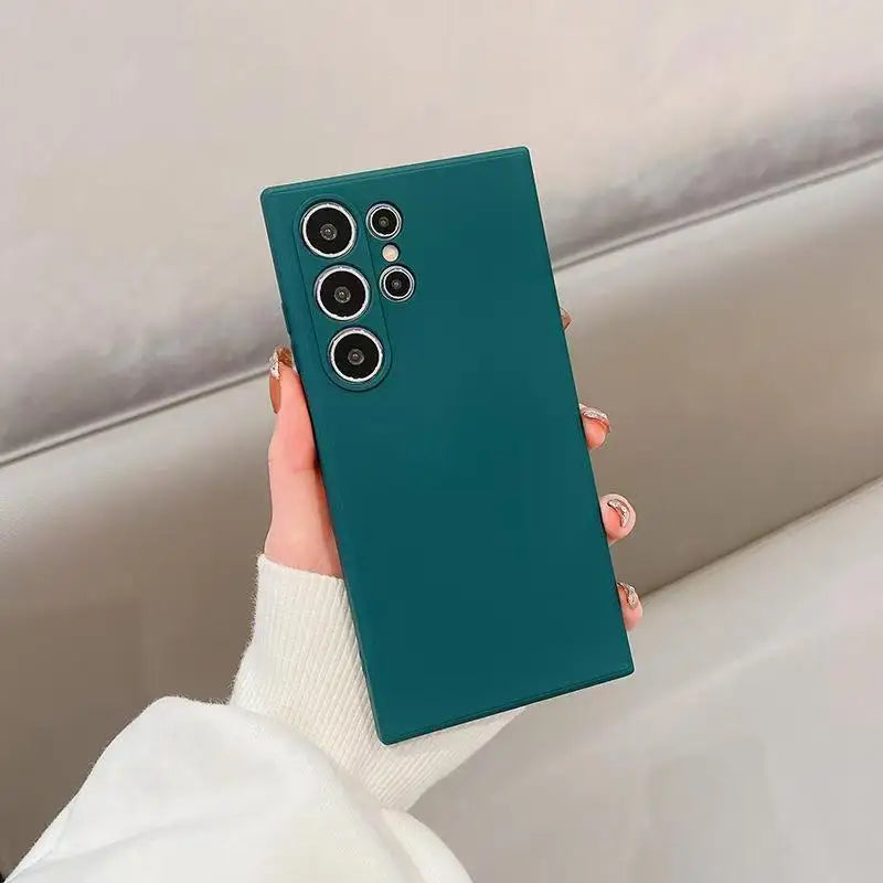 Luxury Square Liquid Silicone Phone Case For Samsung Galaxy S25 S24 S23 S22 S21 S20 FE S 25 Ultra 24 Plus Shockproof Cover