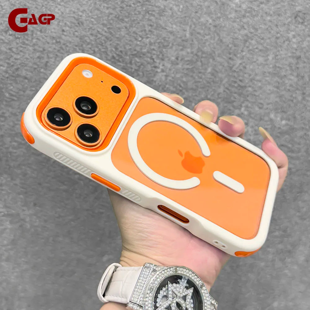 Transparent Contrasting Colors Magnetic Case for iPhone 17 Pro Max 16 15 14 13 12 Pro Max 17 Air Plus Shockproof PC TPU Cover