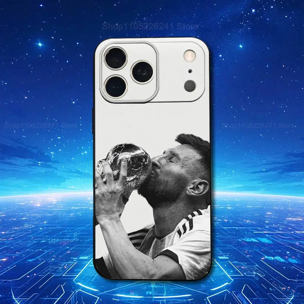 Football M-MesSI-S-M10 Cool For iPhone 13,17,11,12,16,14,15,Plus,Pro Max,XS,X,XR,SE,Mini,8,7,Soft Silicone Black Phone Case