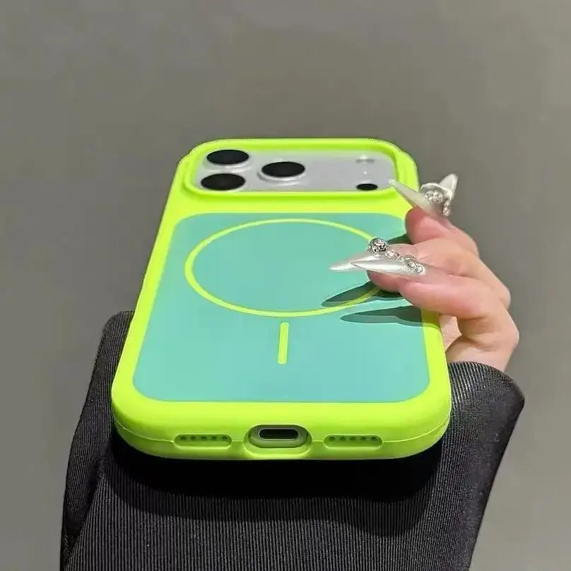 Original Silicon Dual Color For Magsafe Case For iPhone 17 Air 16 15 14 13 Pro Max Plus Magnet Matte Anti-fall Shockproof Cover
