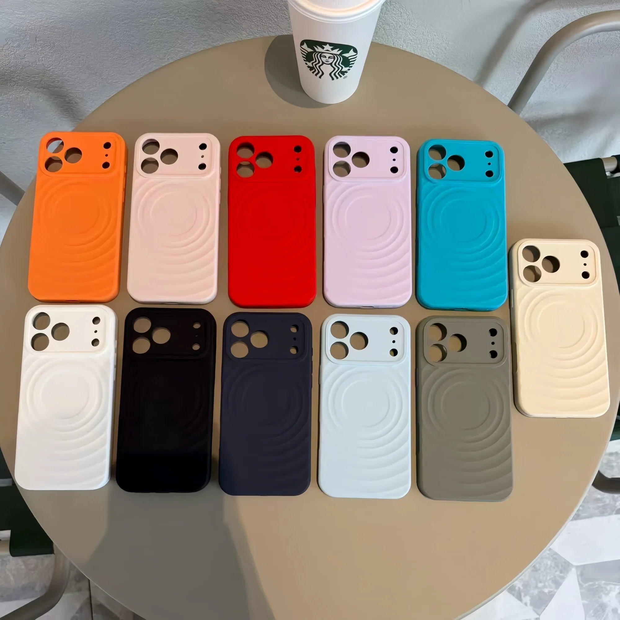 AI Button Liquid Silicone Water Ripple Pattern Candy Phone Case For iPhone 17 16 15 14 Pro Max For Magsafe Magnetic Charge Cover