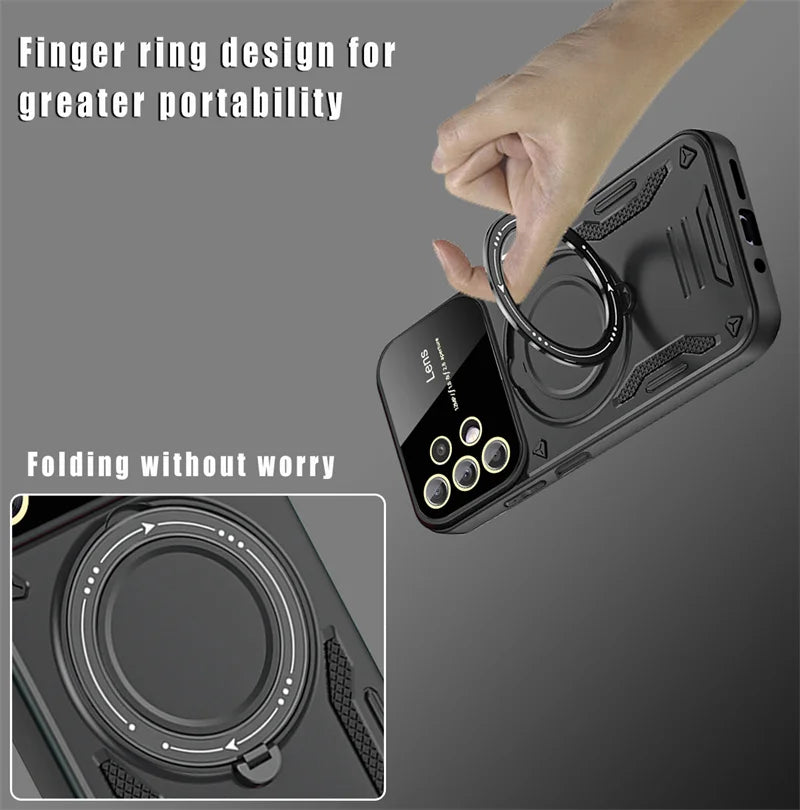 For Samsung Galaxy A13 A23 A33 A53 5G Case Magsafe Wireless Charging Cover For Galaxy A04S A 13 23 33 53 Armor Ring Stand Coque