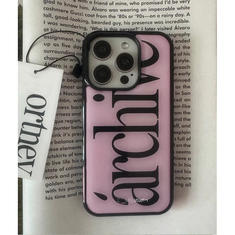 Minimalist Letter Archive Glossy Surface Phone Case for iPhone 17 Pro16 Pro 15 14 Plus 13 12 11 17 Air PRO MAX PLUS Y2K Cover
