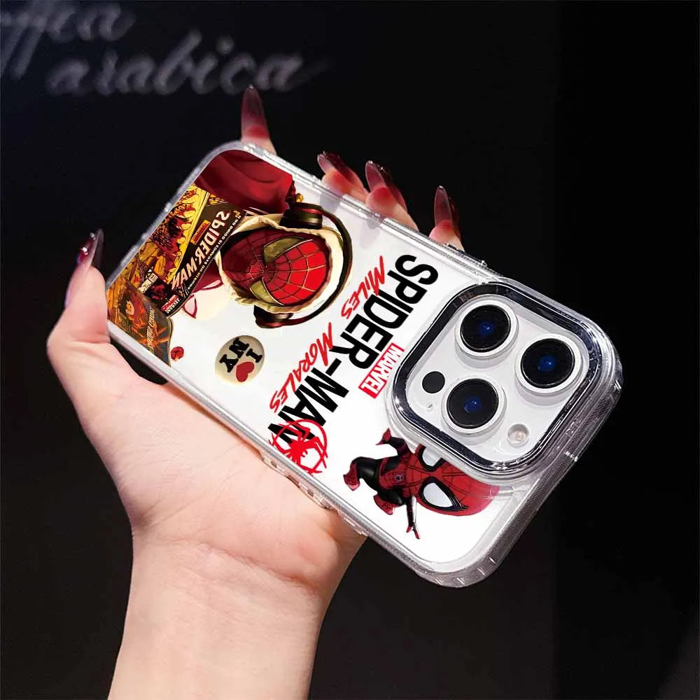 Spider-Man Anime Phone Case For Apple iPhone 17 AIR 16E 15 14 13 12 11 Pro Max Plus Transparent Soft Cover
