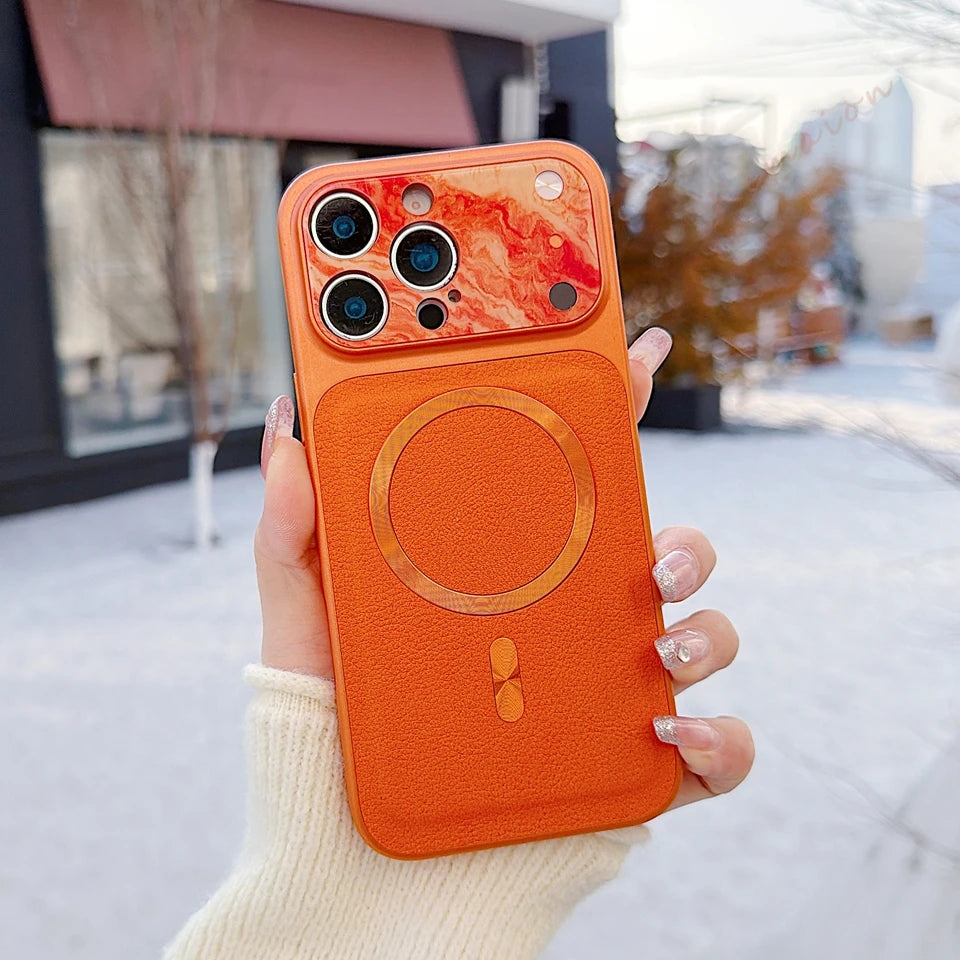 Official Magnetic Leather Phone Case For iPhone 15 14 13 16 17 Pro Max 14 15 16 Plus Magsafe Luxury Shockproof Protector Cover