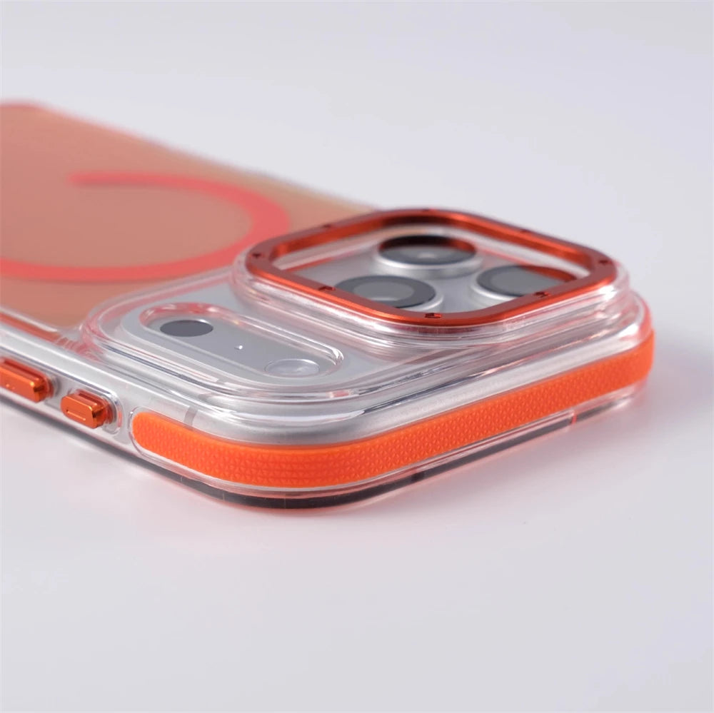 Luxury Laser Gradient Matte Shockproof Magnetic Case For iPhone 17 Pro Max 16 15 14 Plus 13 12 For Magsafe Wireless Charge Cover
