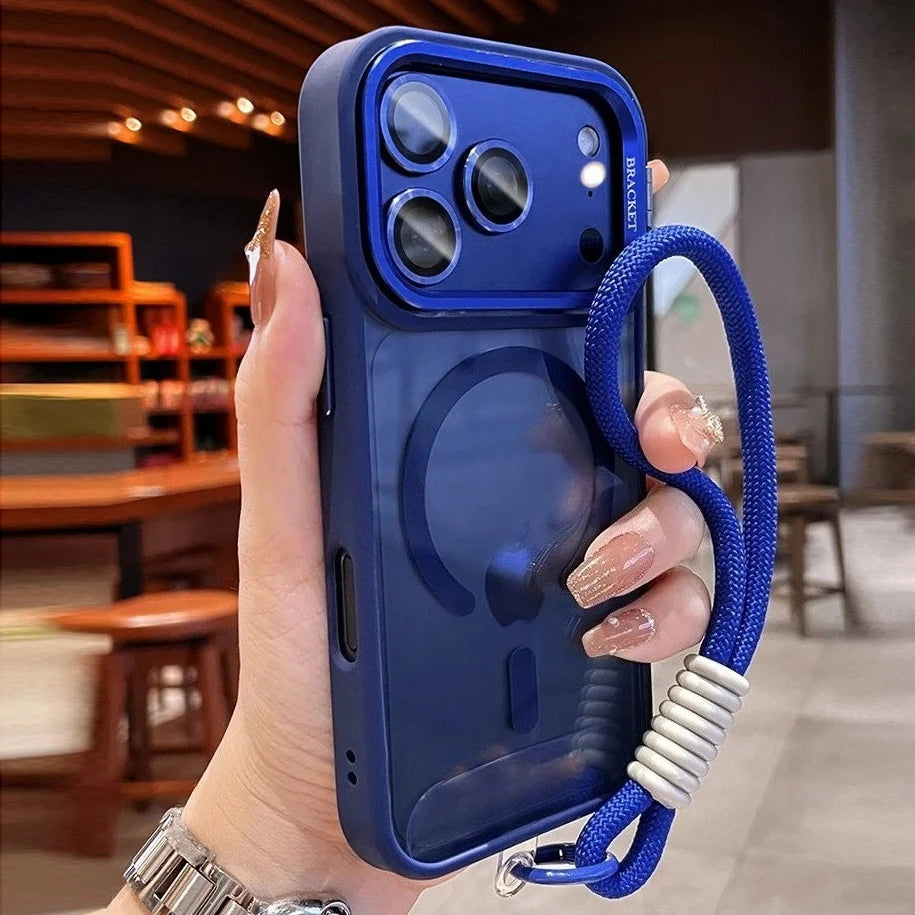 New Camera Bracket For Magsafe Case for iPhone 17 Pro Max 17 Air 16 15 14 Plus 11 12 13 Pro Max With Wrist Strap Lens Film Cover