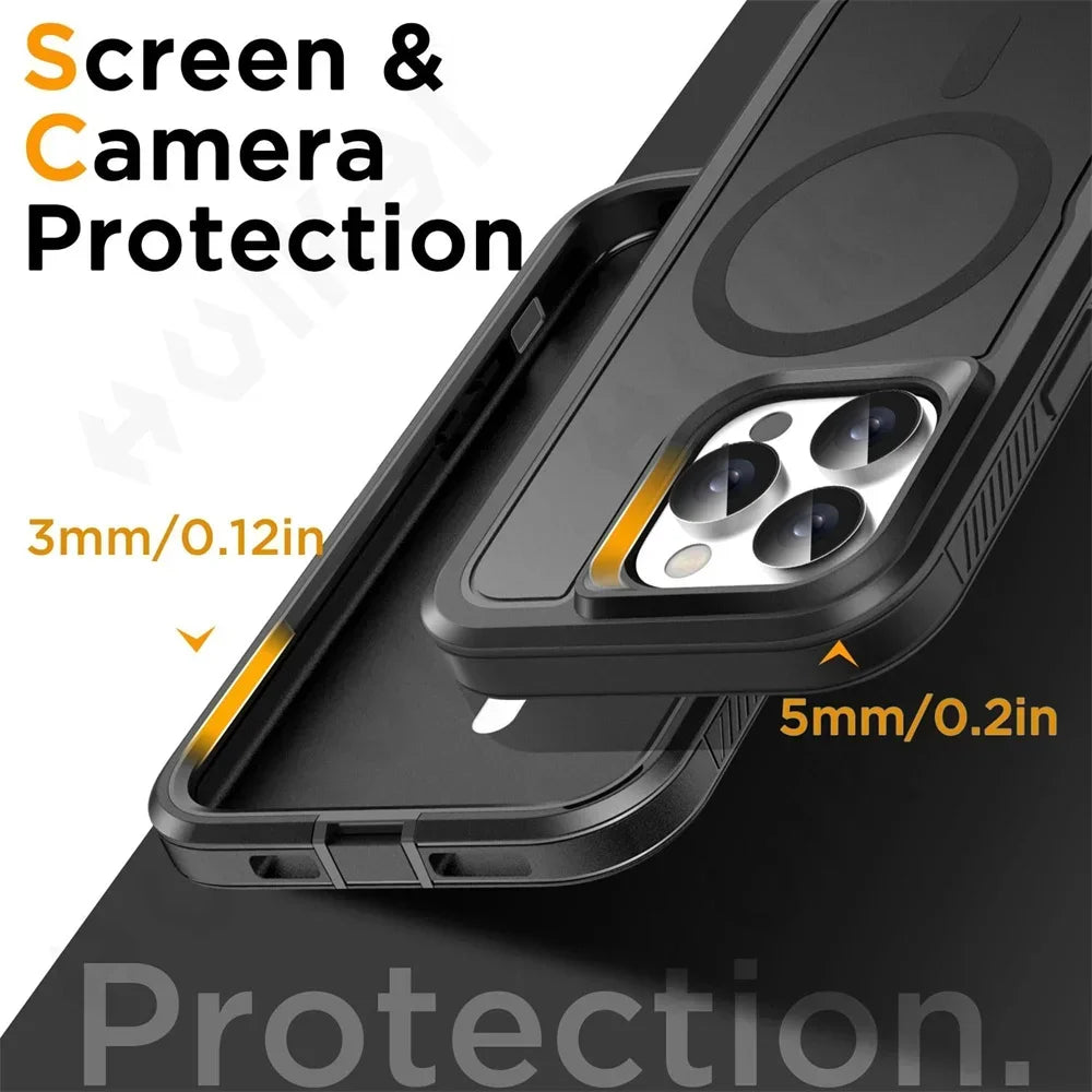 Orginal Ott Armor Box Case for IPhone16 15 14 13 12 17 Max Plus for Magsafe Wireless Charger Heavy Duty Shockproof Rugged Cover