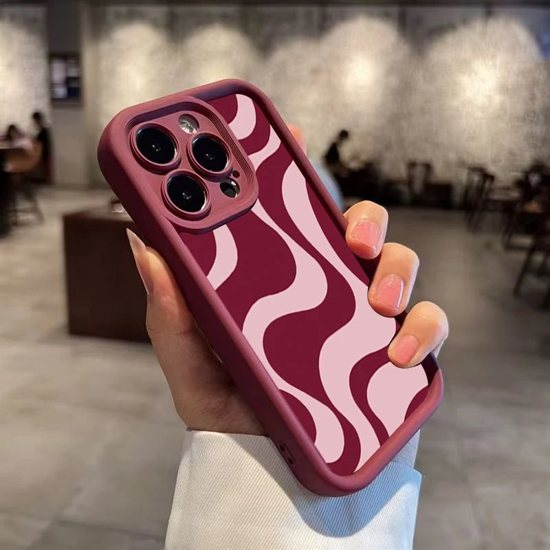 Fashionable Red Lines Soft Phone Case For iPhone 16 Pro Max Case iPhone 17 13 15 16 11 14 12 Pro Max XR 7 8 Plus Simple Cover