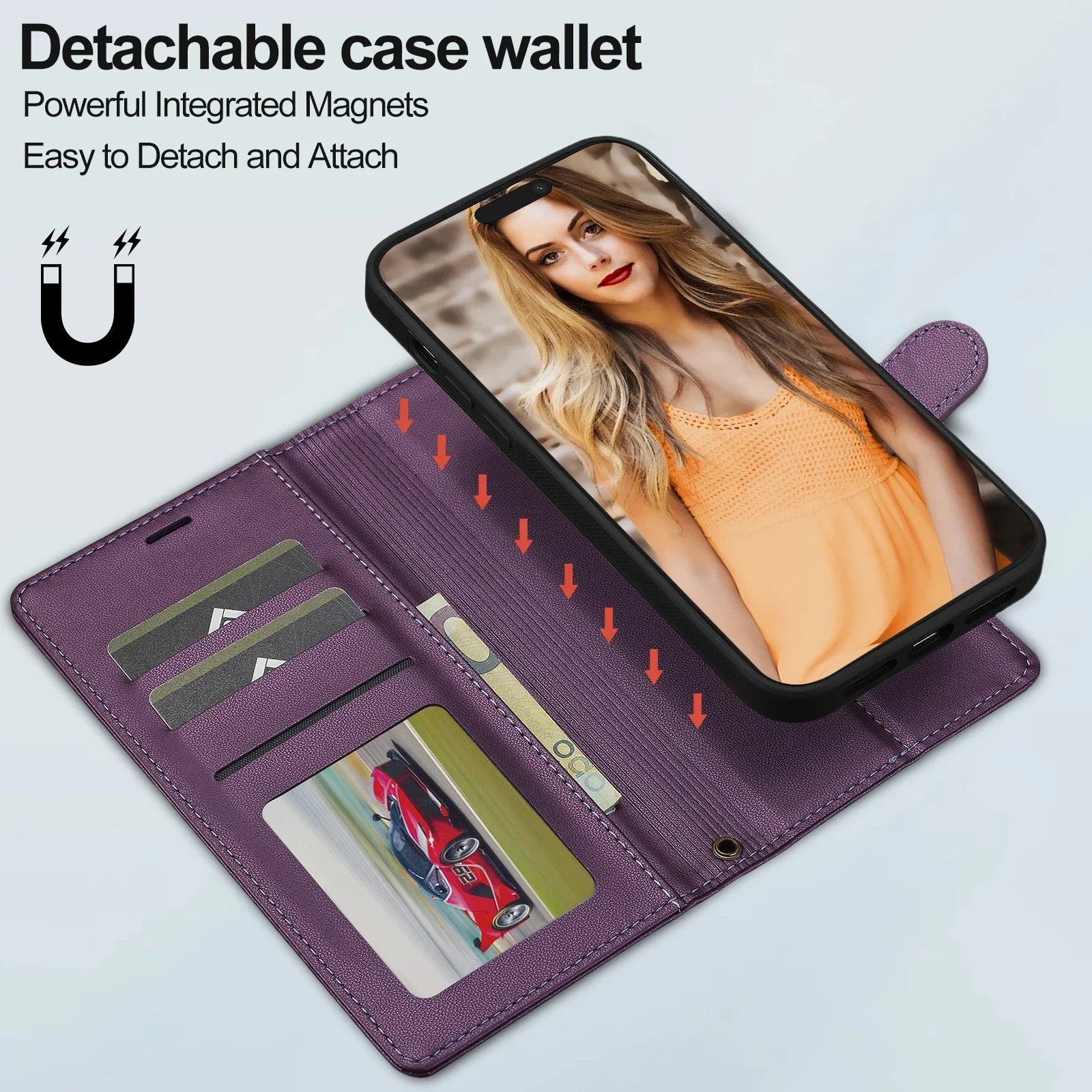 2 in 1 Removable Flip Leather Case For iPhone 17 Air 16 Pro Max 15 14 13 12 11 Pro XS Max XR 7 8 Plus SE Magnetic Wallet Cover