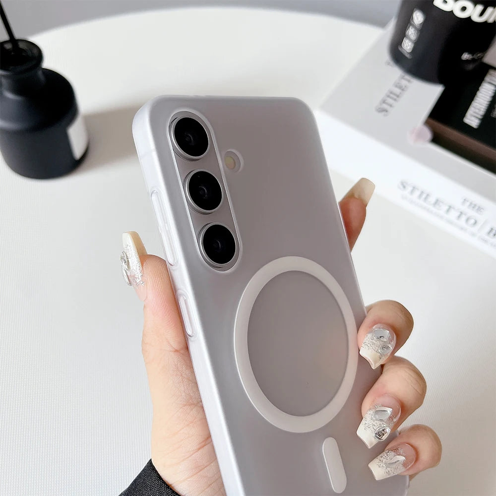 For Magsafe Wireless Charge Magnetic Case For Samsung S26 Ultra S25 S24 S23 S22 Plus FE S25 Edge Matte Translucent Hard PC Cover