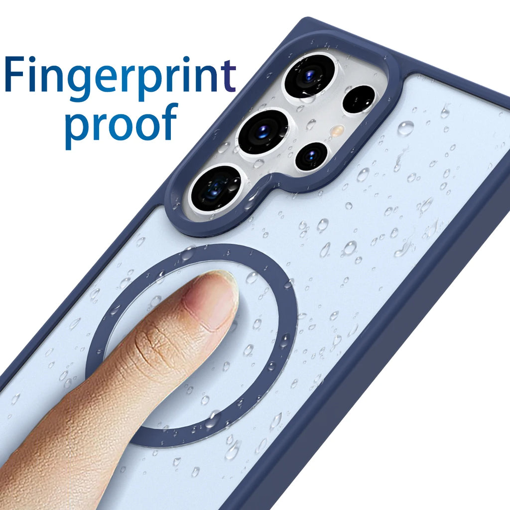 Luxury Skin Feel Translucent Magnetic Case for Galaxy S25 Ultra S21 S22 S23 S24 Plus Suport Magsafe Wireless Charging Case Funda