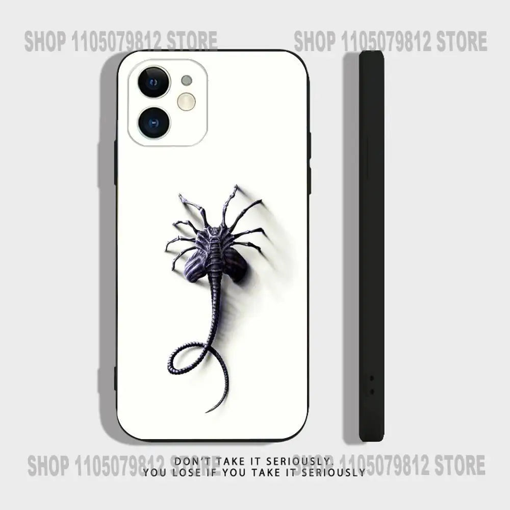 A-Alien Vs Predator Painted Phone Case For iPhone 17 16,15,14,13,12,11,Pro,XS,Max,XR,Plus,Mini Soft Silicone Black Shockproof