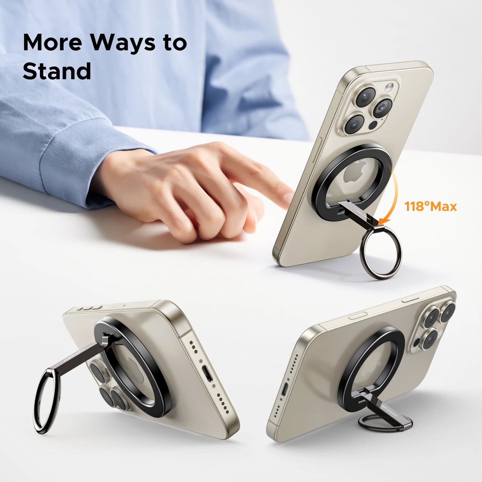 UGREEN Magnetic Phone Ring Holder Aluminum 360°Rotation Phone Stand For Strong Magsafe iPhone 15 14 13 Pro Xiaomi Samsung Huawei