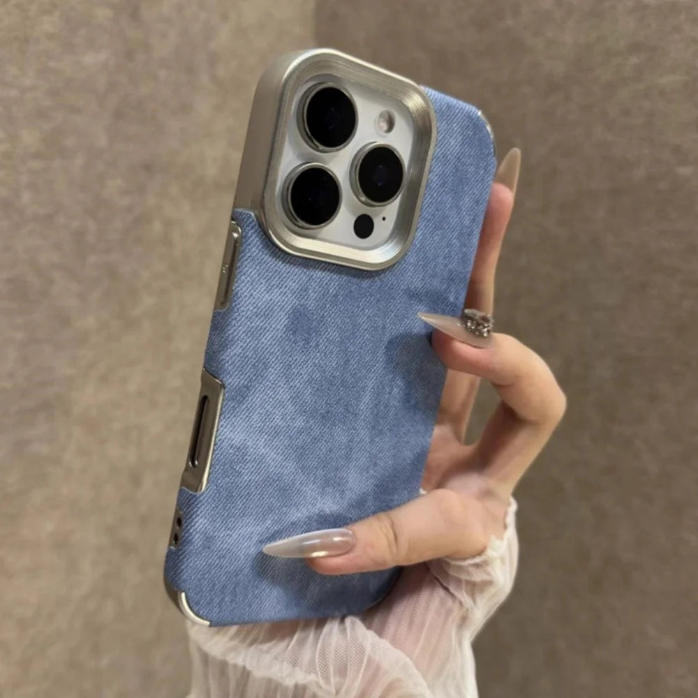 Retro Vintage Cowboy Fabric Case for iPhone 17 Air 16 15 14 13 12 Pro Max 11 Plus Luxury Jeans Soft Bumper Armor Phone Cover