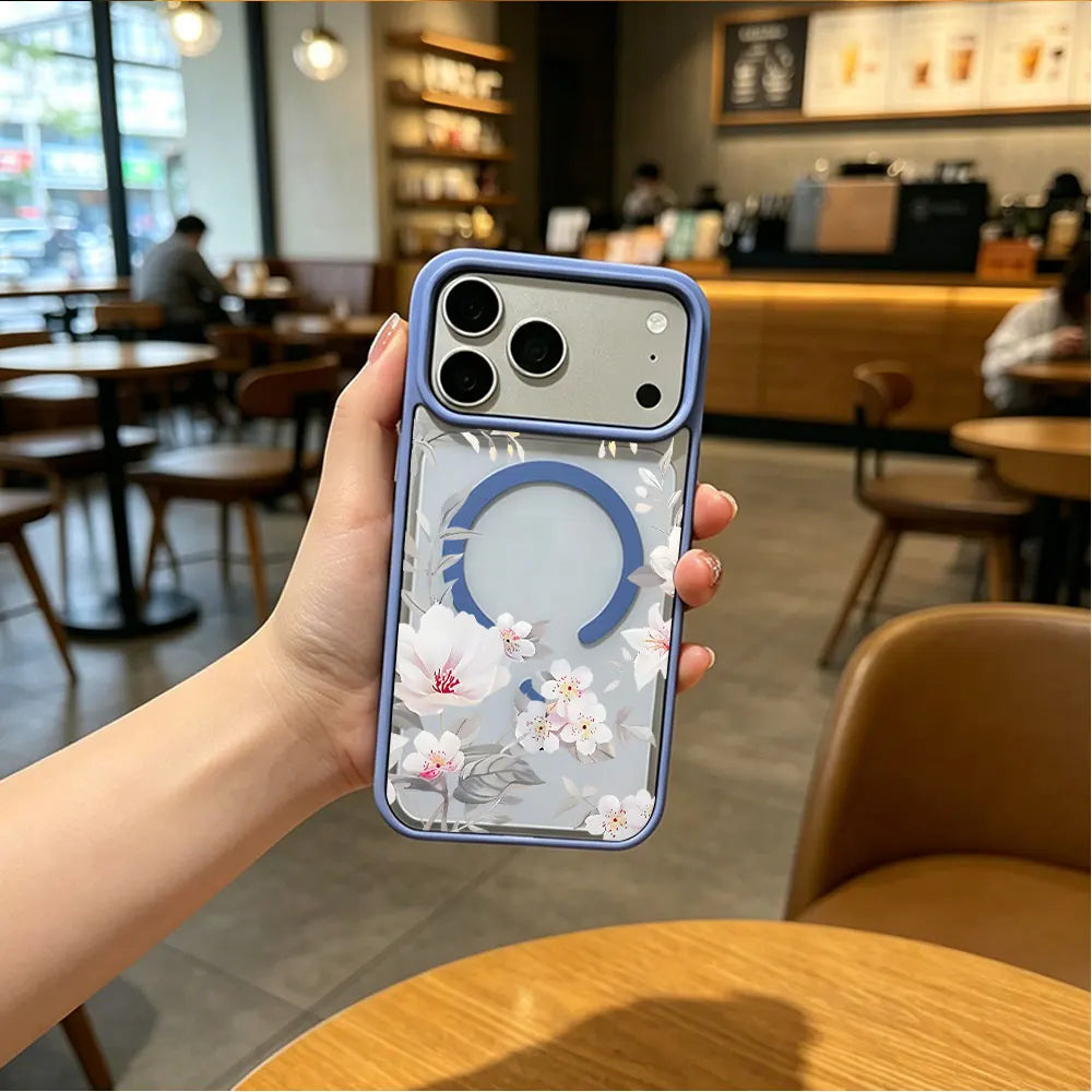Fashion Flower Wireless Charging Phone Case For iPhone 17 16 15 14 13 12 11 Pro Xs Max Plus Air Mini XR X 17e 16e Magsafe Cover