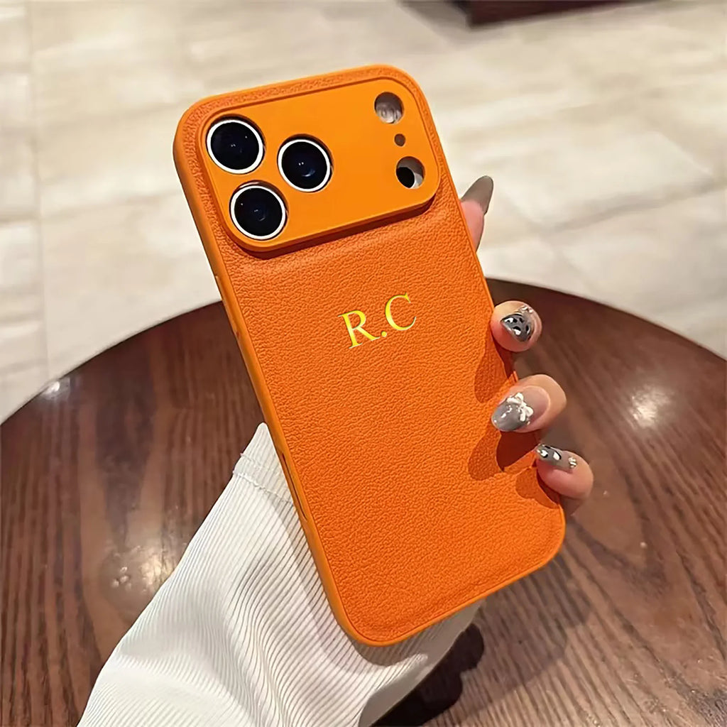 Personalise Gold Silver Initial Letters Leather PU Soft Case For Iphone 14 13 12 15 16 17 Pro Max 17 air 15 16 Plus Luxury Cover