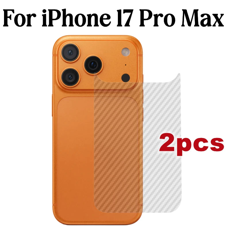 2/6Pcs Carbon Fiber Back Soft Film for IPhone 17 Pro Max 17Air 17Pro Anti-Scratch Clear Back Protective Cover For iPhone17 17PM