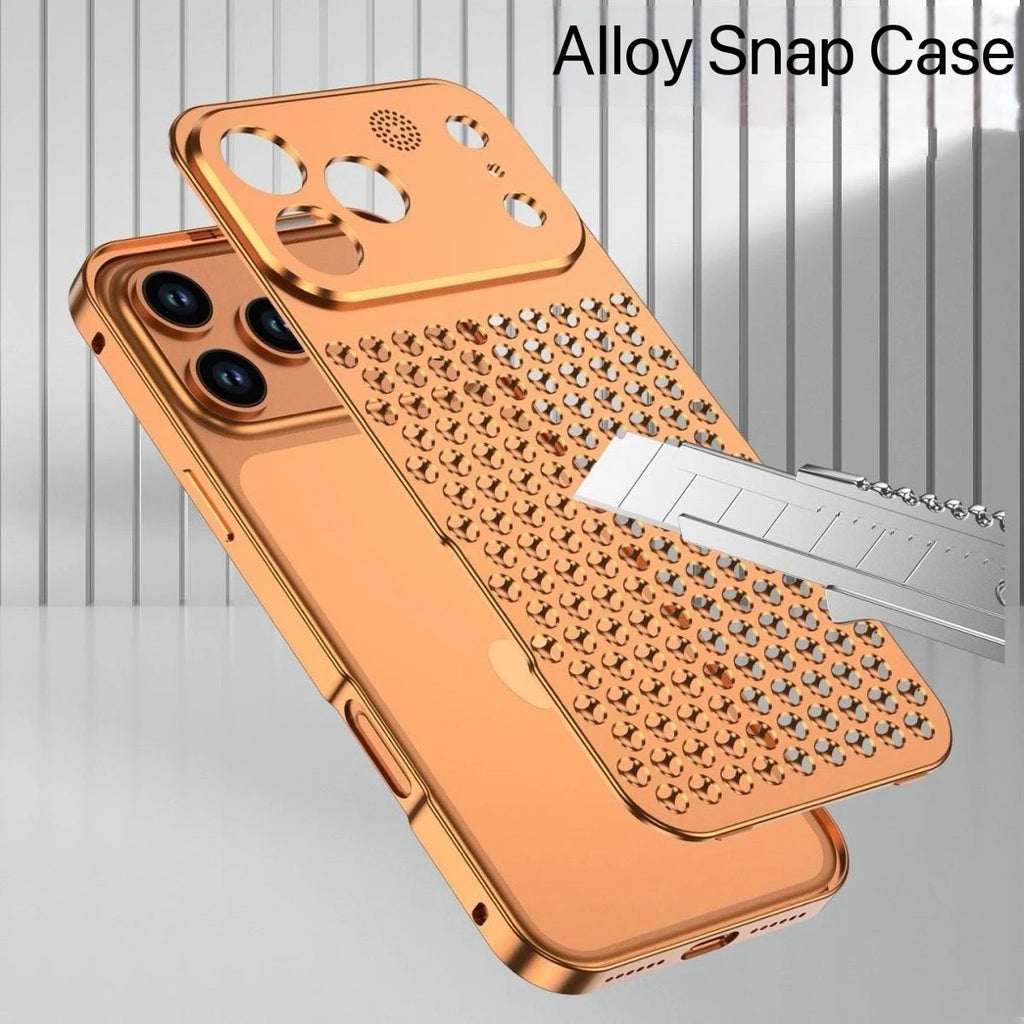Mac Pro Honeycomb Grid Mesh Cooling Metal Snap Fastener Case for iPhone 16 17 Pro Max 15 14 13 12 Alloy Aromatherapy Cover