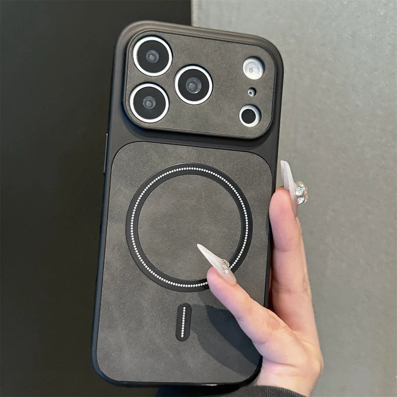 Luxury Magnetic Leather Phone Case For iPhone 13 14 15 16 17 Pro Max Air Magsafe Bumper Back Shockproof Case Cover