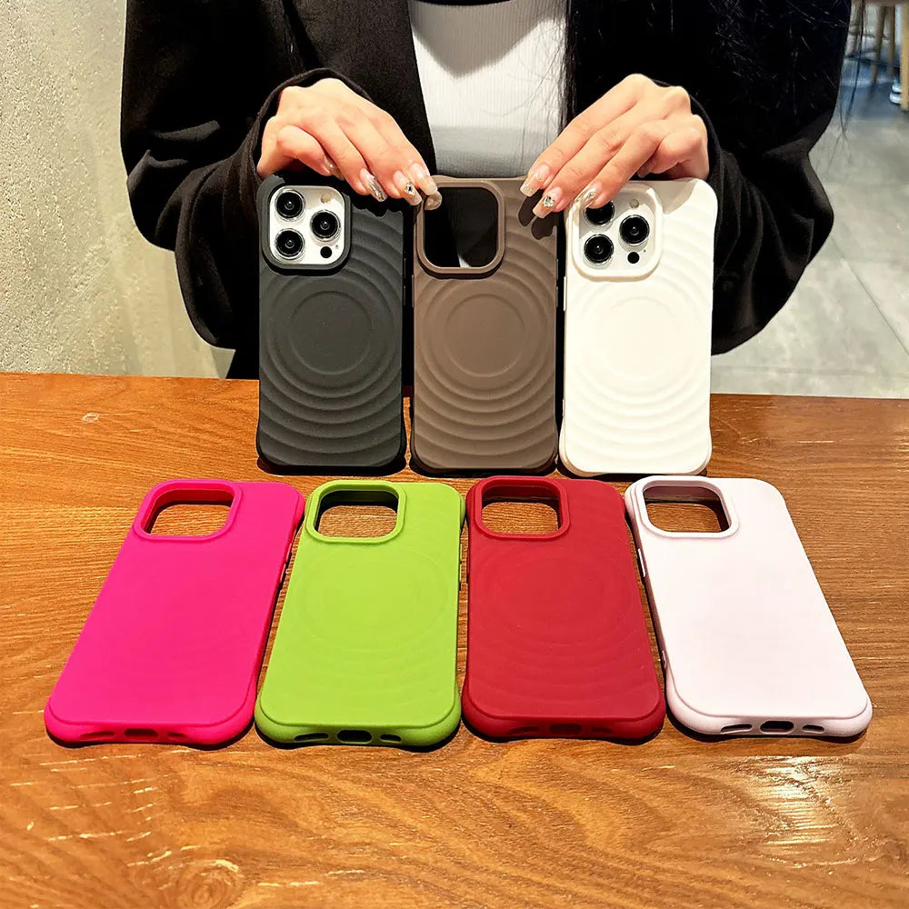 Colorful circular pattern magsafe charging case for iPhone 16 15 14 13 12 11 Pro Max Plus magnetic shockproof silicon phone case