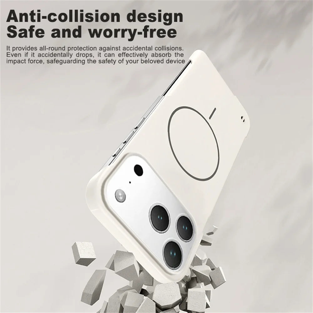 Ultra Thin Matte PC For Magsafe Frameless Magnetic Phone Case For iPhone 16 17 Pro Max Air 16E 14 1513 12 Wireless Charge Cover