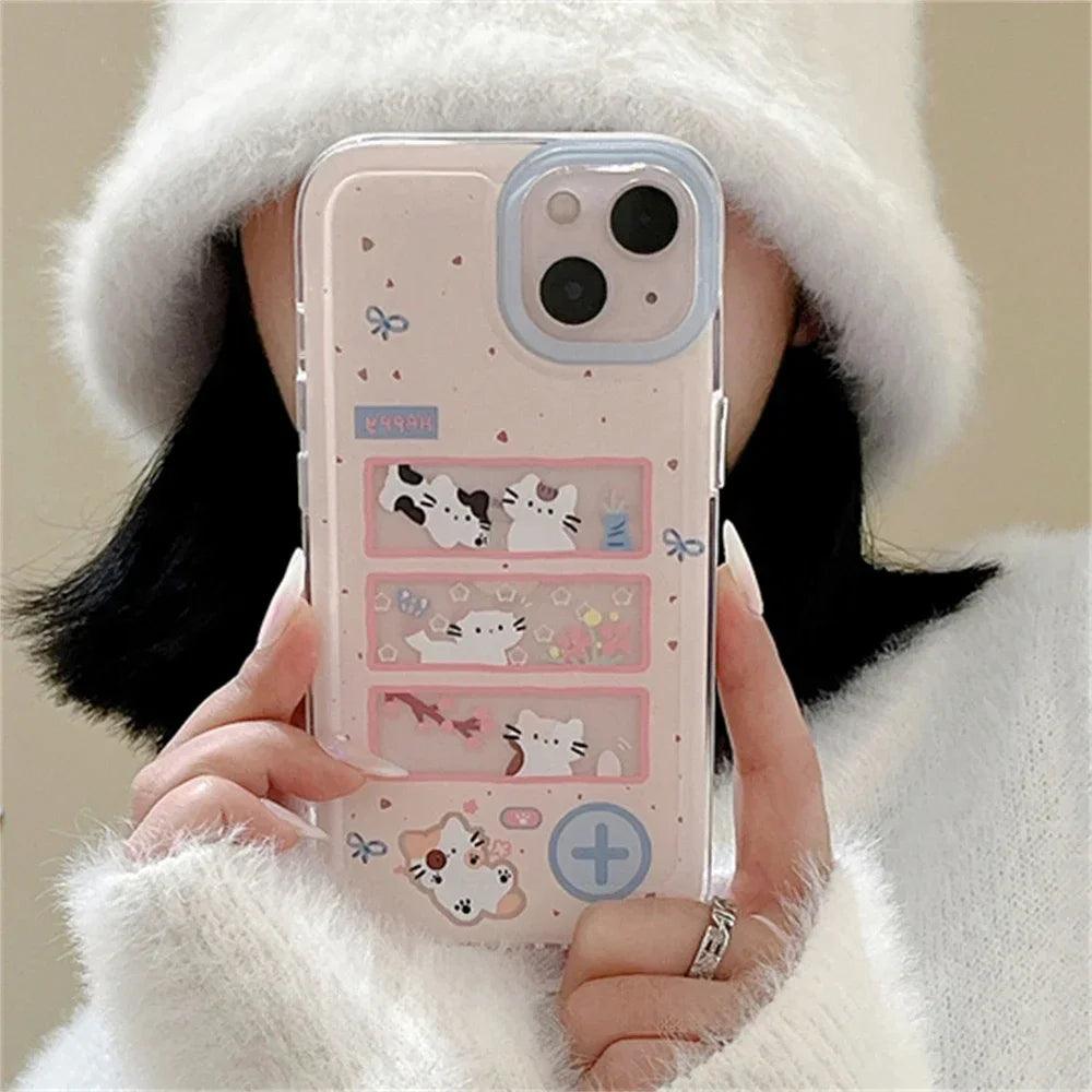 INS Korean Cute Flower Cat Bow Phone Case For Samsung Galaxy A55 A35 A25 A15 A05s A54 A24 A14 A06 A13 A53 A33 A23 4G 5G Cover