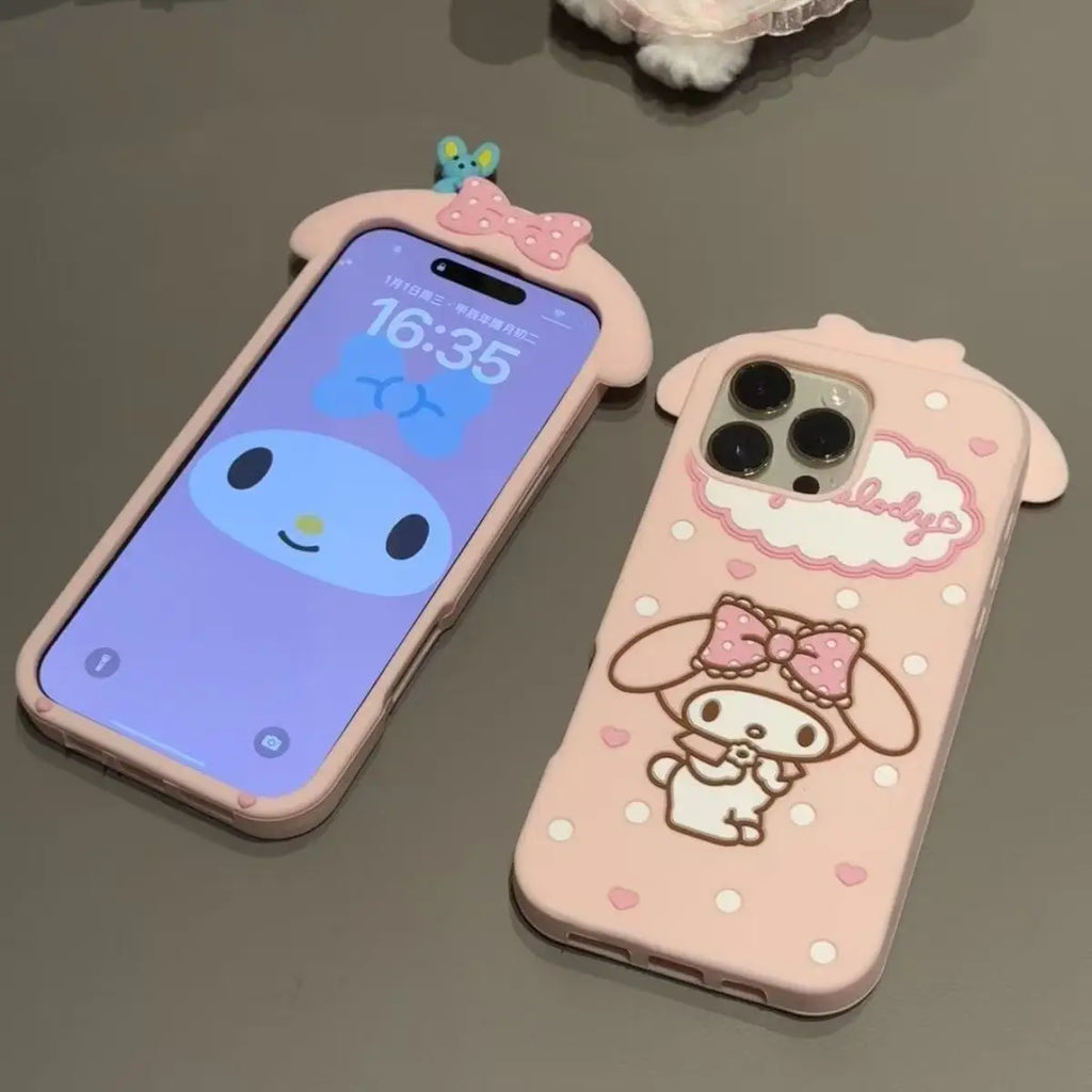For iPhone 17 16 15 14 13 12 Pro Max 11 6 7 8 Plus 4 5s Phone Case 3D Sanrio My Melody Cartoon Soft Silicone Cover