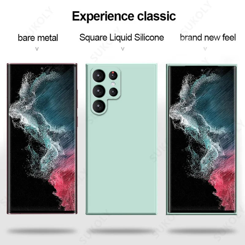 Luxury Case For Samsung Galaxy S26 S23 S22 S24 S25 Ultra S23 FE A57 A17 A56 A55 A15 A54 A16 5G Liquid Silicone Soft Phone Cover