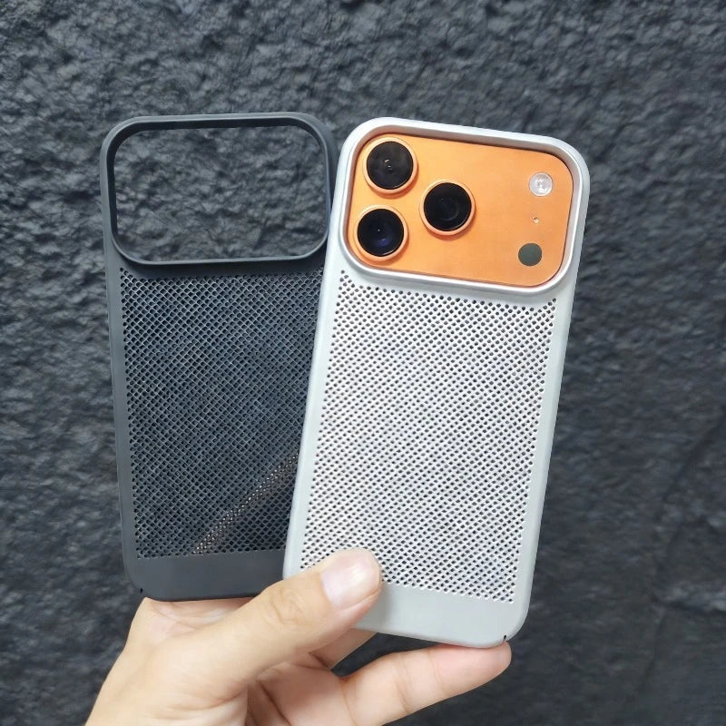 New Honeycomb Heat Dissipation Phone Case For iPhone 16 15 14 13 17 Pro Max Plus Cooling Breathable Solid Color Shockproof Cover