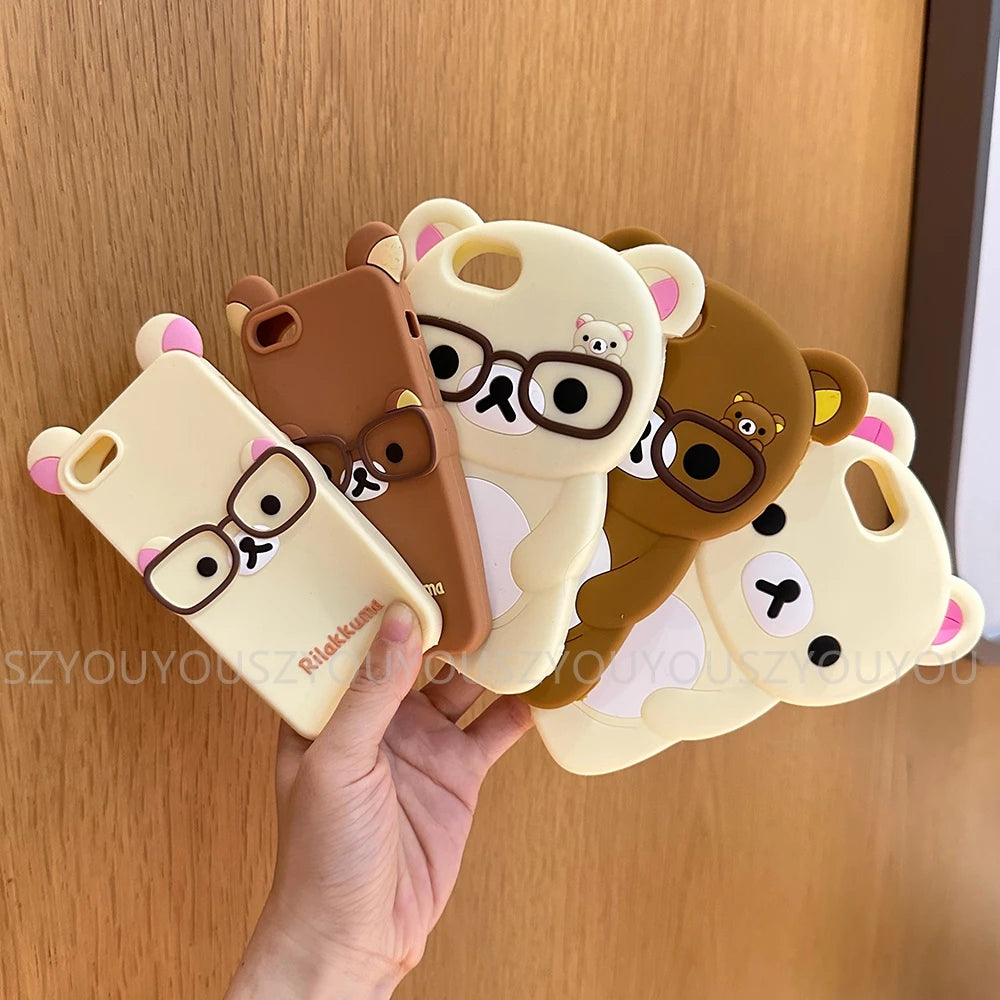 For iPhone 17 Pro 4 4S 5 5S 6 16 Pro Max 15 14 Plus 13 12 11 7 8 SE Rilakkuma Bear Chocolate Cartoon Soft Silicon Phone Case