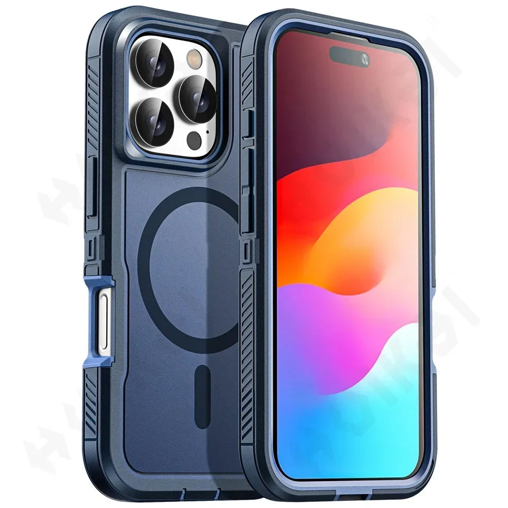 Orginal Ott Armor Box Case for IPhone16 15 14 13 12 17 Max Plus for Magsafe Wireless Charger Heavy Duty Shockproof Rugged Cover