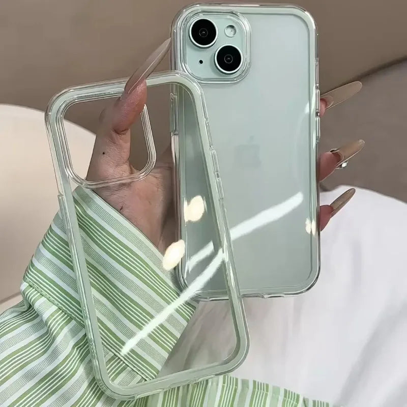 Luxury Candy Color Frame Clear Back Phone Case For iPhone 17 16 15 14 13 12 Pro Max 11 16PLUS 17 Acrylic Shockproof Bumper 2030