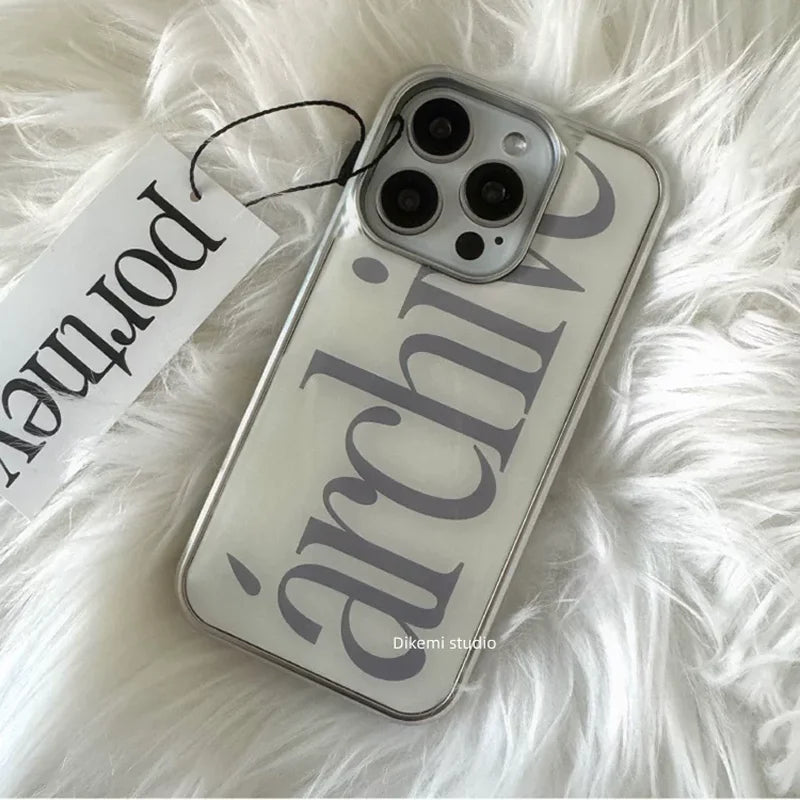 Minimalist And Personalized Letter Archive Simple Phone Case for iPhone 17AIR 16 15 14 13 12 11 PRO MAX PLUS Y2K Drop Glue Cover