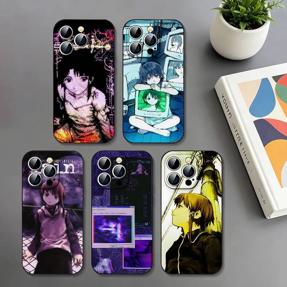 Serial Experiments Lain Slim Black Shockproof Phone Case For IPhone 17 16 15 14 13 12 11 X XR XS Max Pro Max Plus Mini