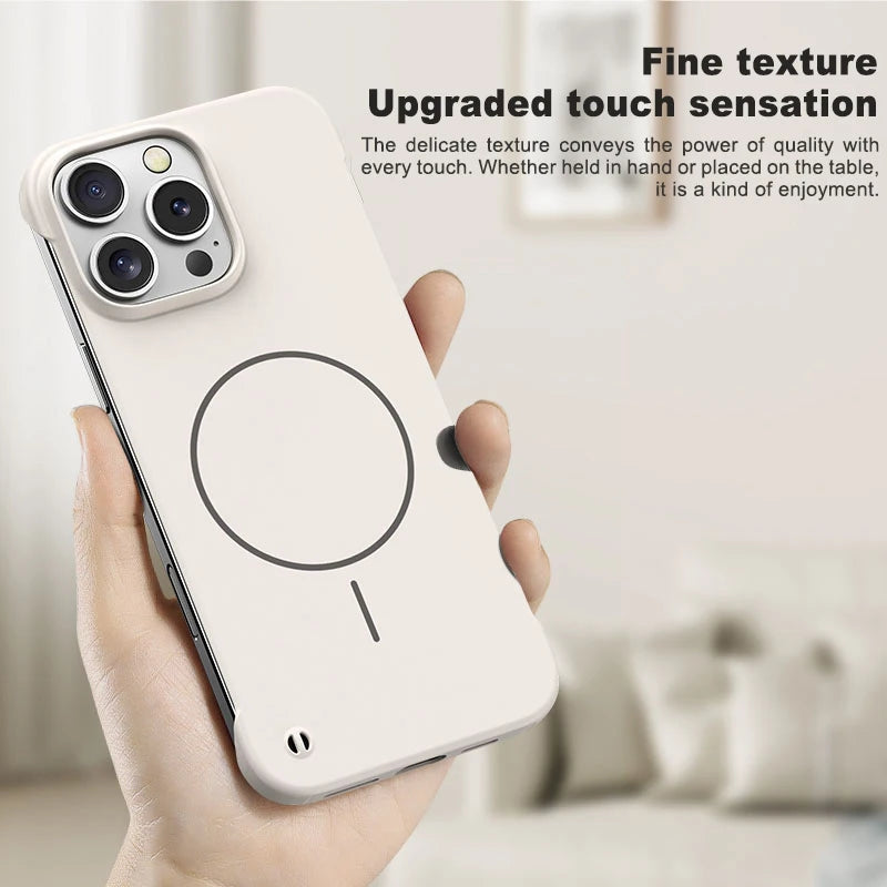 Ultra Thin PC Matte Frameless Case For Magsafe iPhone 17 Air 16E 16 15 14 13 12 11 Pro XR XS Max Plus Magnetic Shockproof Cover