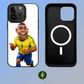 Football superstar Ronaldo Wireless Charging Glass Texture Printed Phone Case For iPhone 11/12/13/14/15/16/17 Plus, Pro, Pro Max